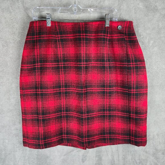 Talbots 100% Wool Womens Skirt‎ Plaid Red Holiday Short Christmas Preppy School - Picture 1 of 8